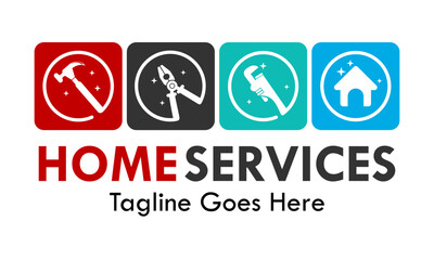 Home services design logo template illustration