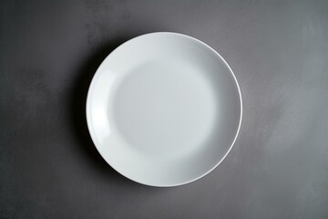 White ceramic plate, empty, viewed from above. Generative AI