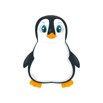 Vector illustration of a cute penguin in cartoon style.
Winter, funny character on a white background.
Animal symbol of Antarctica.
Suitable for print, design, and web.