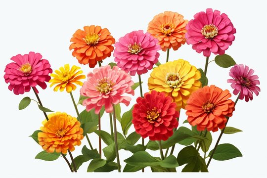 PNG of zinnias on clear background. Generative AI