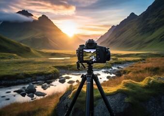 camera taking picture mountain photography landscape 8k - Powered by Adobe