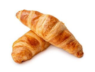 two piece of croissant in stack isolated on white background with clipping path