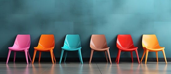 Colorful chairs depicted in a ing