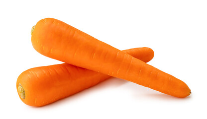 Fresh orange carrots in stack isolated on white background with clipping path Close up of healthy vegetable root
