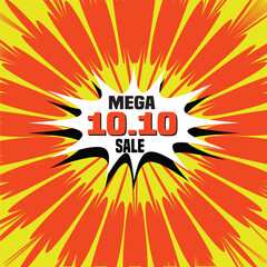 10.10 Shopping day Poster or banner. 10.10 Mega sale banner template design for social media and website.