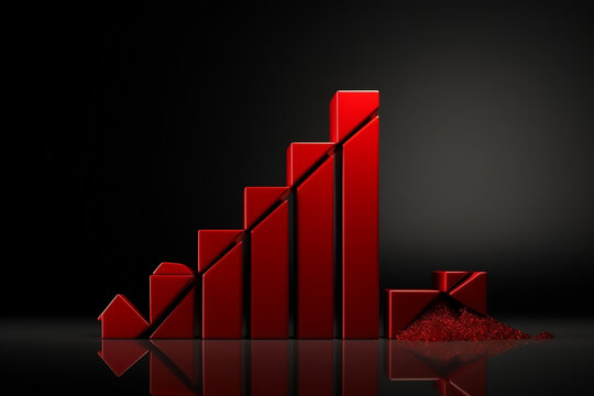 3d business graph on black background