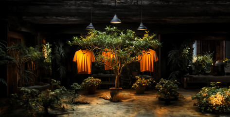 Photo of an tree with three T-shirts hang tree hd wallpaper - obrazy, fototapety, plakaty
