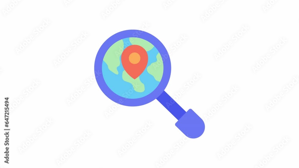 Poster search, global logistic animated icon on transparent background.