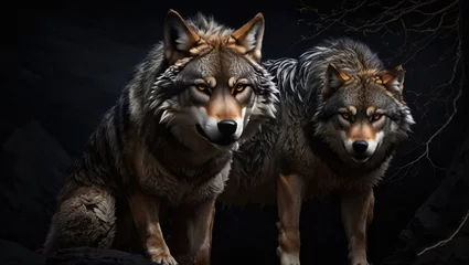Foto op Canvas "Frontiers of Majesty: Intense Gaze of the Noble Wolf in Isolation" © Famahobi