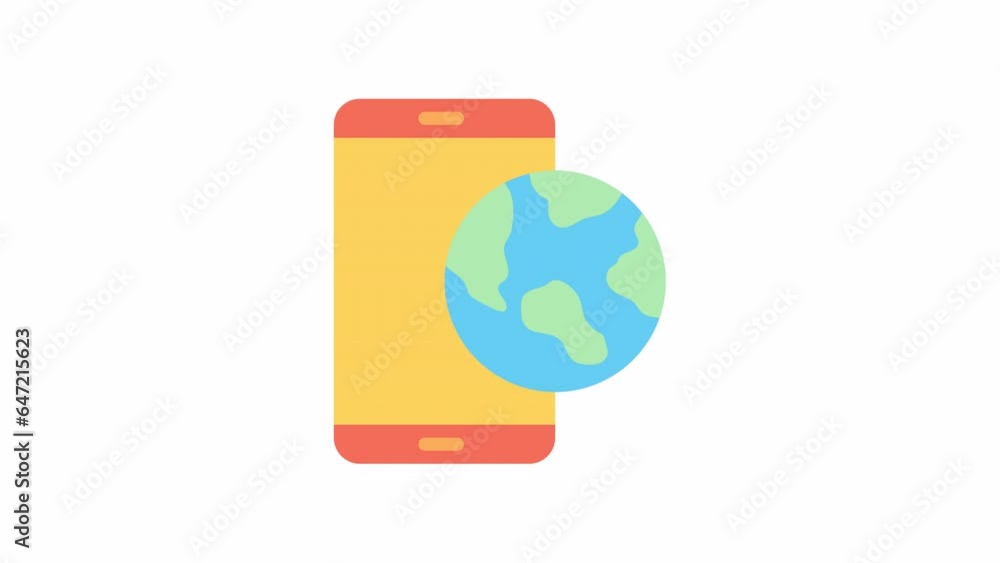 Poster online application, global logistic animated icon on transparent background.