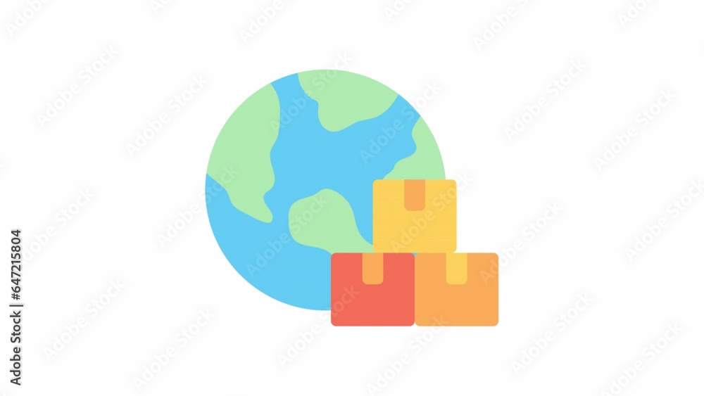 Poster delivery, global logistic animated icon on transparent background.