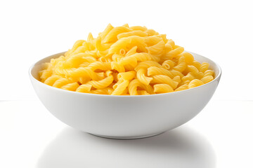 bowl of pasta on white background. Generative AI