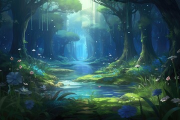 Obraz premium Enchanted Fantasy Woodland Landscape
