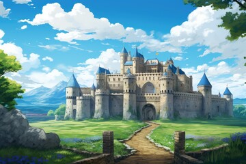 Obraz premium Visual Novel Medieval Castle Landscape