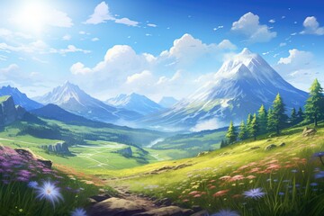 Fototapeta premium Mountain Peak Landscape in Fantasy World
