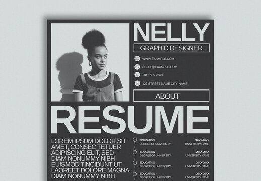 Typographic Black & White Resume