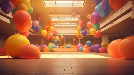 Fotobehang Gros plan sur quarte balloons au sol dun gymnast © Salman