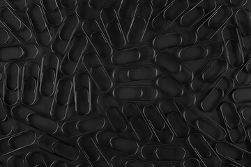 Black paper clips on black background.Solution for Business concepts. - obrazy, fototapety, plakaty