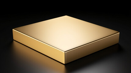 Golden square Box with white Cover on black background