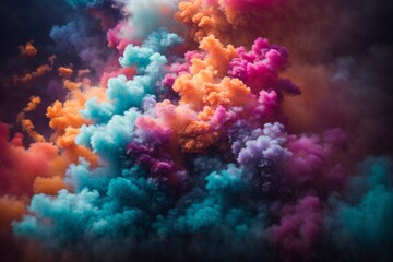 Fototapeta na wymiar Vivid Colorful Steam Abstract: Surreal Fantasy Landscape, Mesmerizing Rainbow Swirls, Vibrant Mist, and Otherworldly Motion, Generative AI