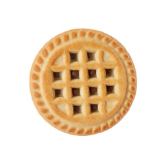 Tasty sandwich cookie with cream isolated on white