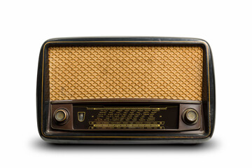 Antique radio on white background.