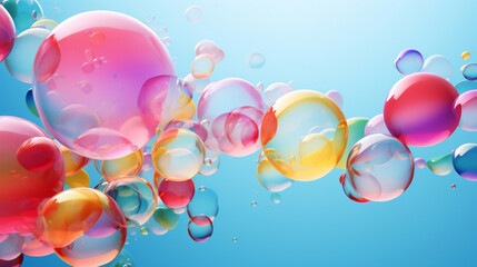 abstract pc desktop wallpaper background with flying bubbles - obrazy, fototapety, plakaty