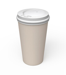 3d render coffee paper cup (clipping path)