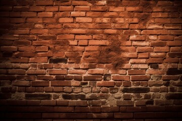 Old-fashioned brick wall with a reddish tone. Generative AI