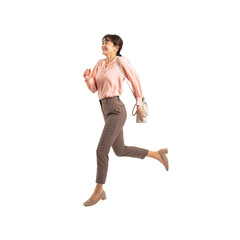 ジャンプするミドル女性