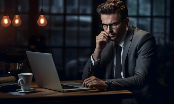 businessman working on laptop