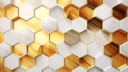 Golden Hexagonal Luxury Wallpaper - 3D Rendering