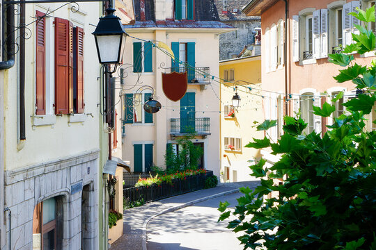 Street in the Old Town in Montreux, Switzerland