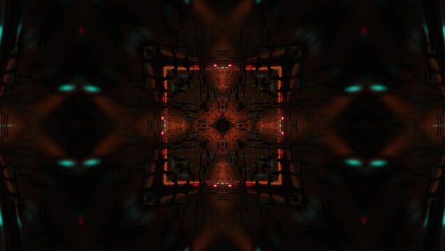 Colorful abstract design with black background. Kaleidoscope VJ loop.