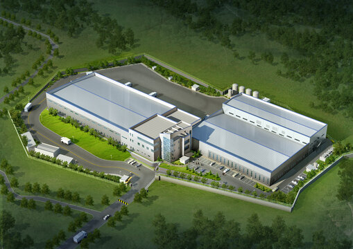 PULMUWON WATER FACTORY, 3d rendering of a modern factory for clean water.