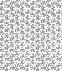 Floral ornament. Seamless abstract classic background with gray leaves. Pattern with repeating floral elements. Ornament for fabric, wallpaper and packaging