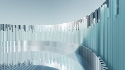 Abstract architectural background, vertical geometric shapes, sun reflection.