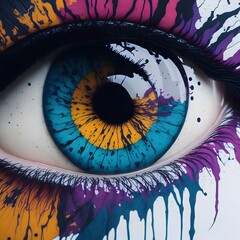 colorful close up eye of the person