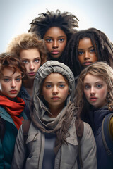 Portraits of beautiful woman with different facial expression