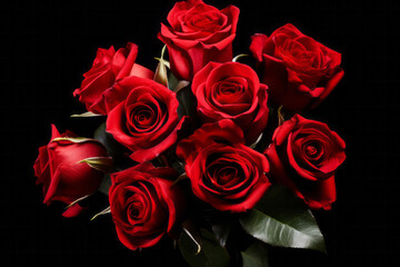 Obraz premium Valentine s day red roses isolated on black