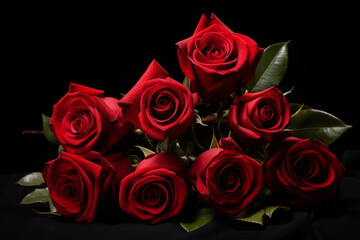 Valentine s day red roses isolated on black