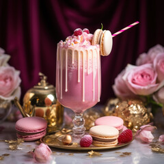 Obraz na płótnie Canvas A velvety raspberry and rose milkshake 