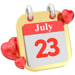 heart calendar month of day 3d render