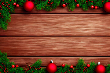Christmas decorations on a wooden background