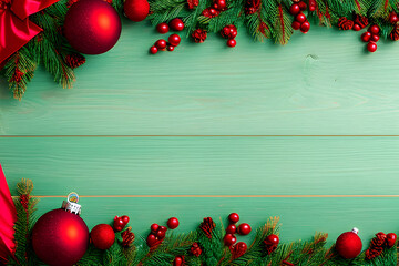 Christmas decorations on a wooden background