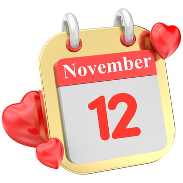 heart calendar month of day 3d render