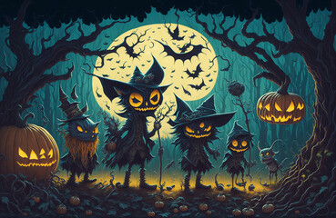 Halloween background with pumpkin, Ai Generated