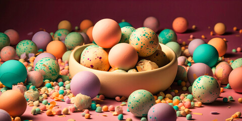 Obraz na płótnie Canvas Vibrant Confetti Balls on Colored Background: Festive Display