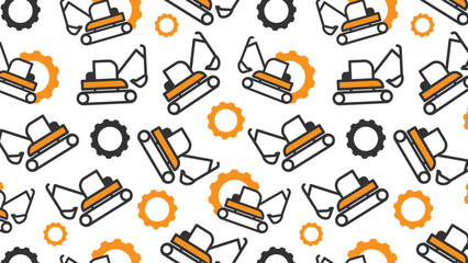 Seamless children's pattern with an image of an excavator. Vector illustration