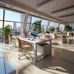 Fototapeta premium An empty office space with beige 